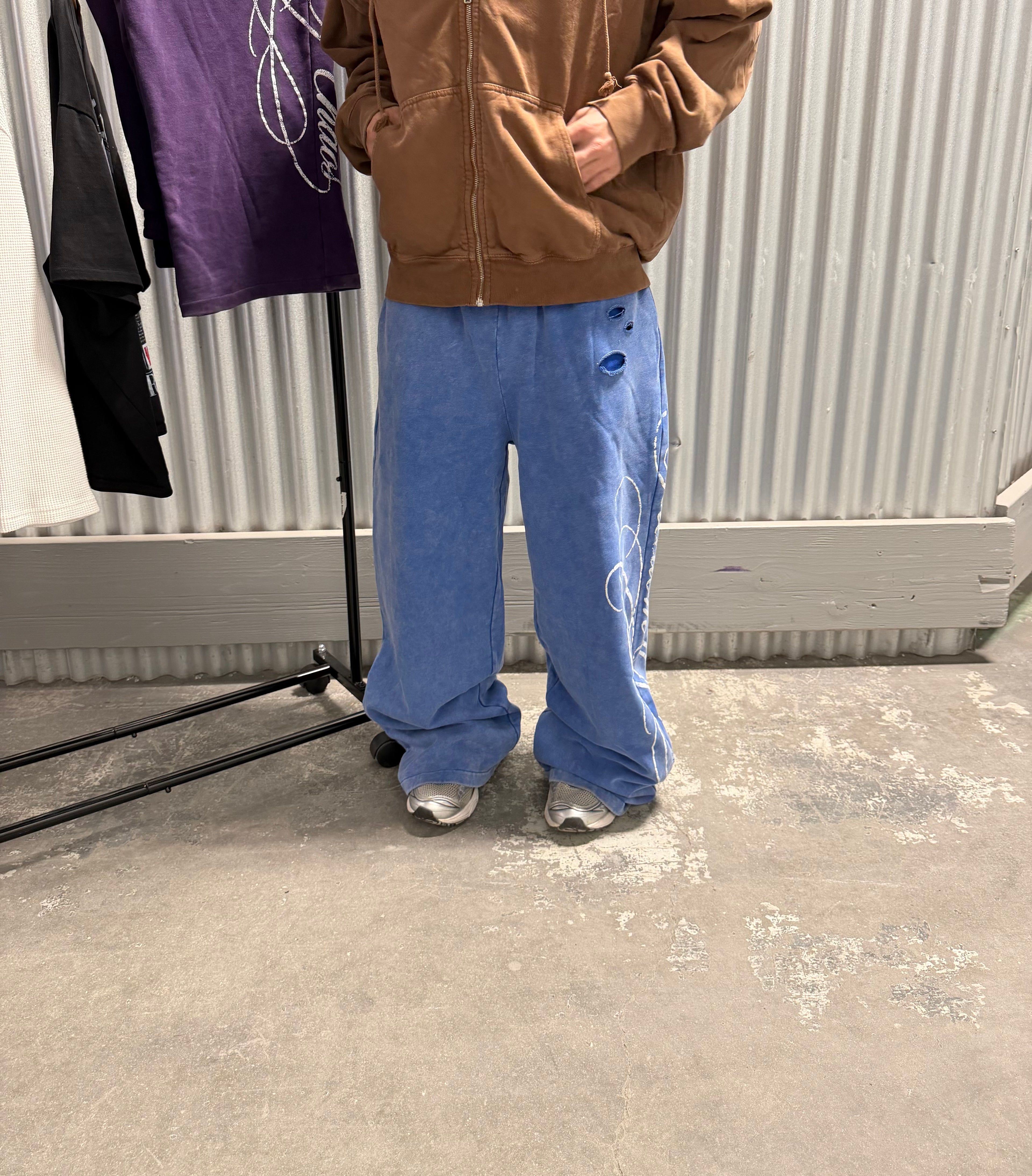 Blue War Torn Sweats