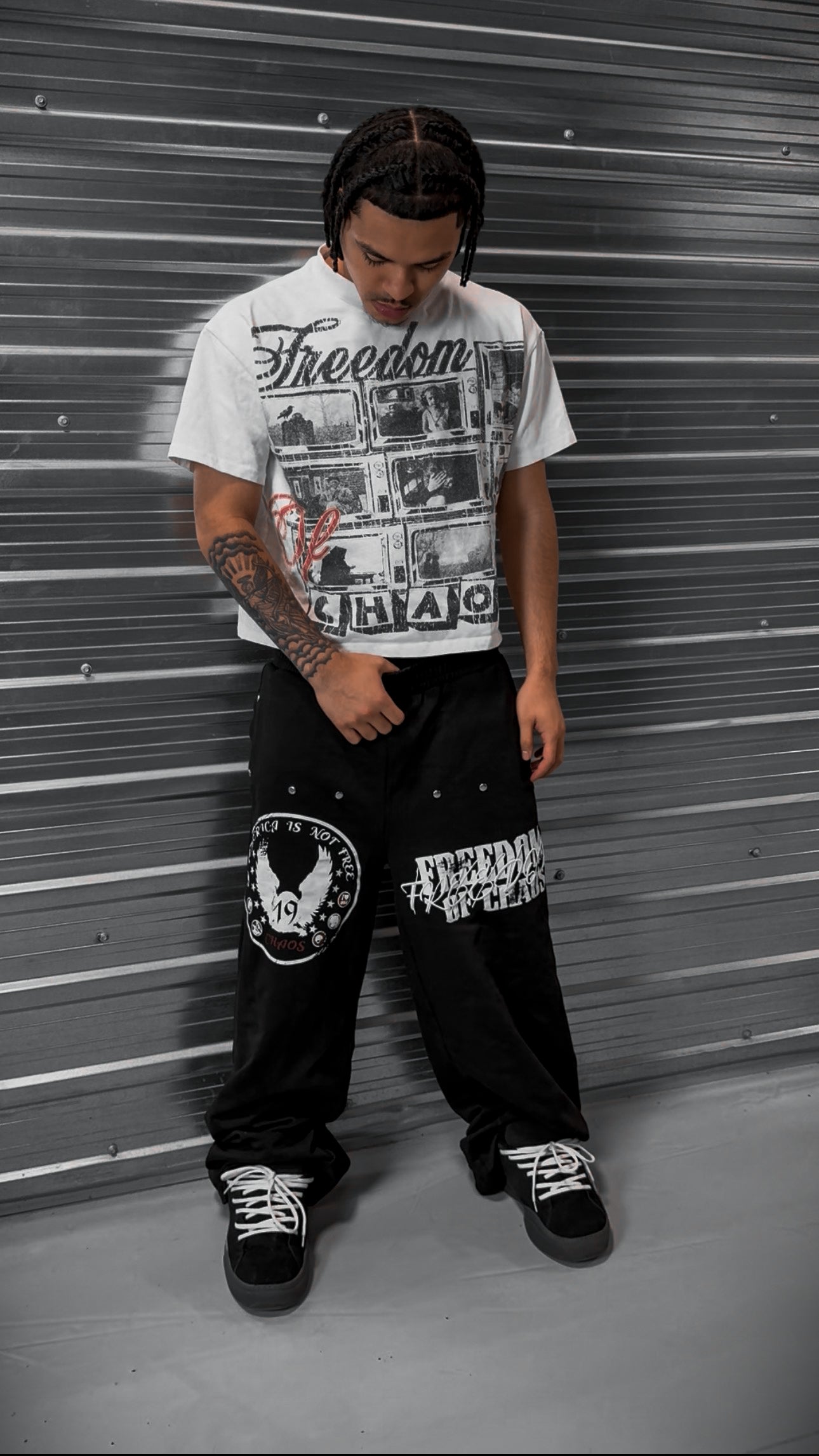 Flesh Desires Tee + Americas Chaos Sweats - BLACK