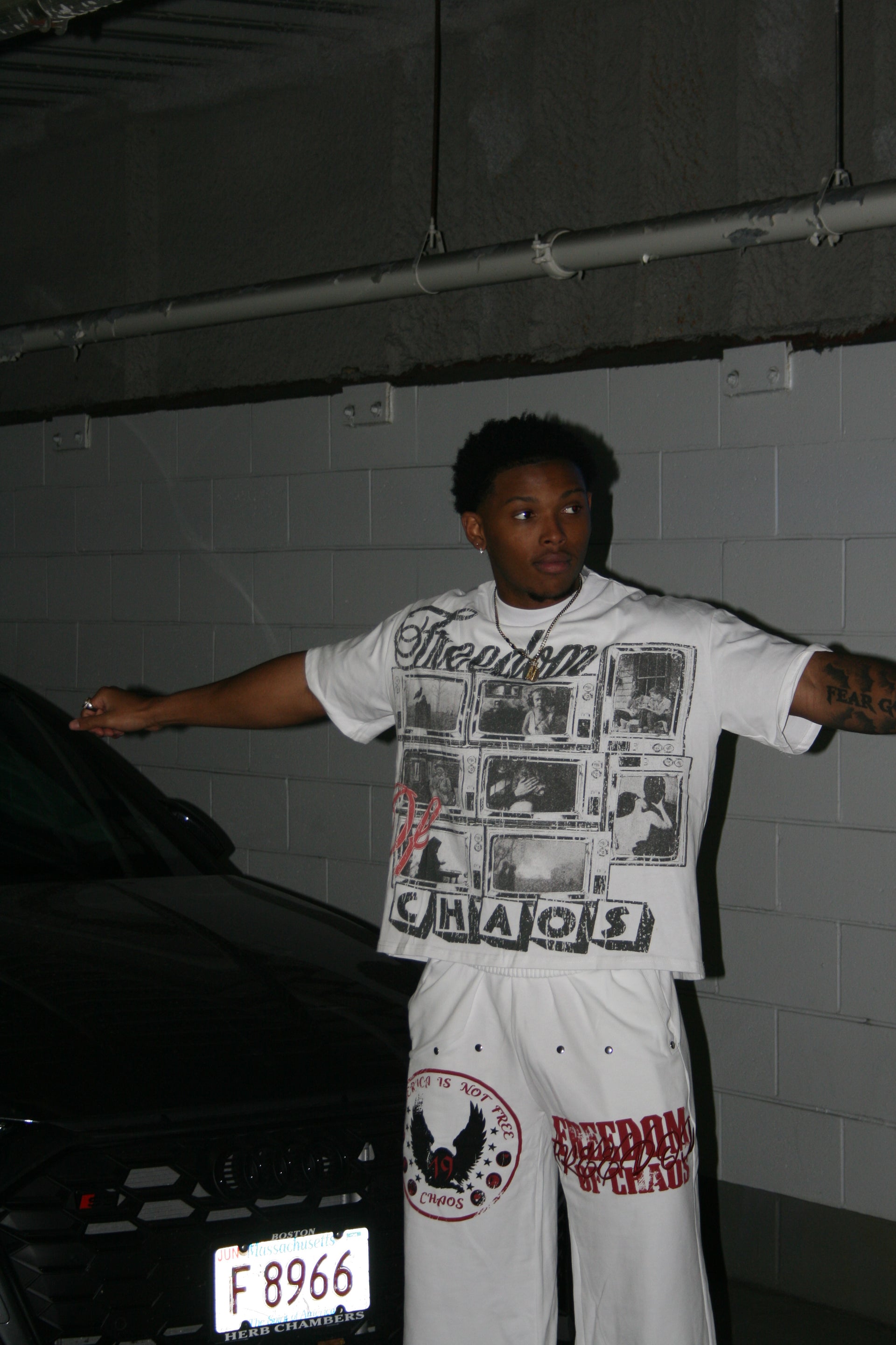 Flesh Desires Tee + Americas Chaos Sweats - WHITE