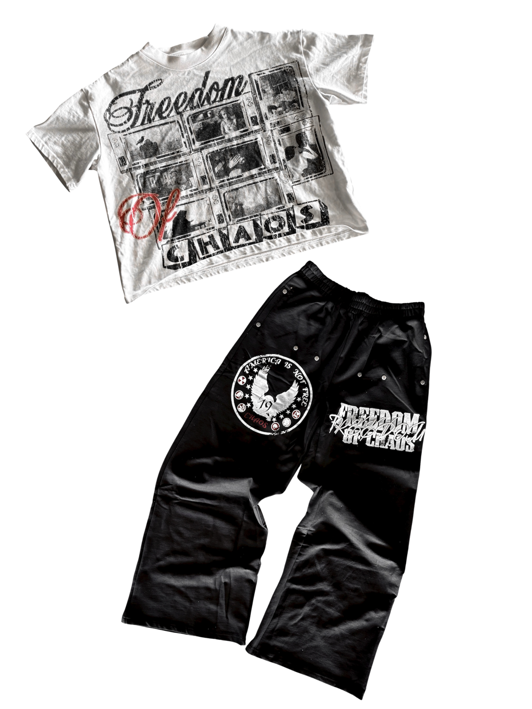 Flesh Desires Tee + Americas Chaos Sweats - BLACK